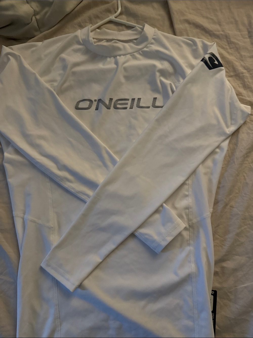 O'Neill White Long Sleeve Surf Rash Guard with Chest Logo